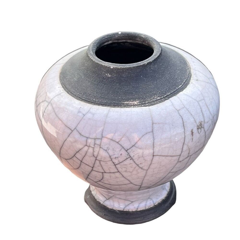 Antique Vintage Mini Raku Studio Art Pottery Vase Signed A
